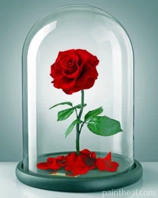 Red Flower In Glass – 5D Diamond Painting Painting By Numbers Kits