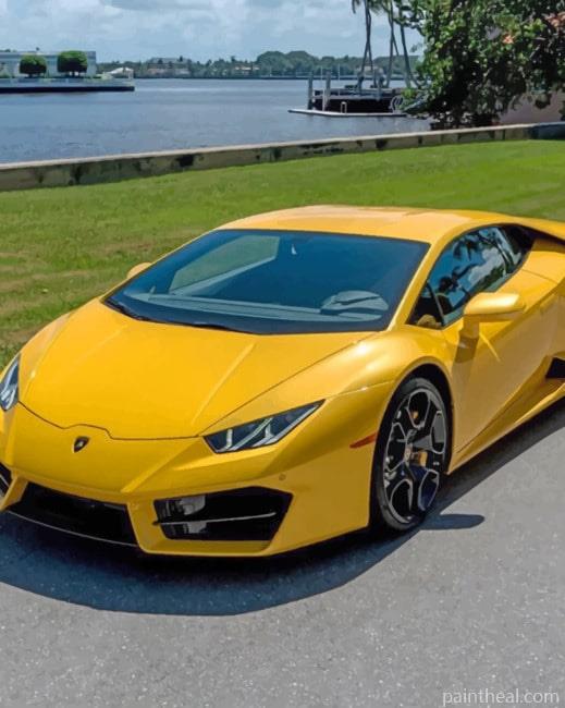 Yellow Lamborghini Aventador Painting By Numbers Kits