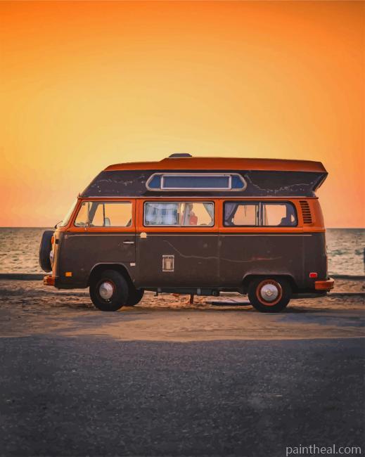 Orange And Black Van Painting By Numbers Kits