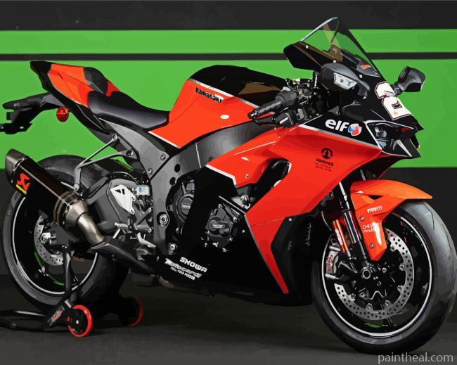 Orange Kawasaki ZX10RR Painting By Numbers Kits