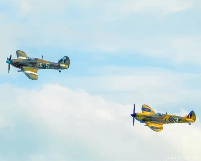 Two Spitfires Fighter Painting By Numbers Kits