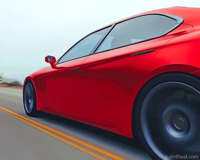 Red BMW On The Road Painting By Numbers Kits