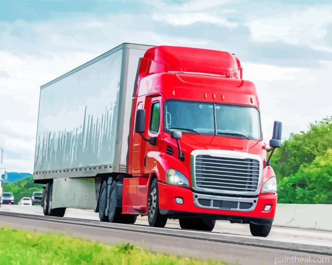 Red Semi Truck Painting By Numbers Kits