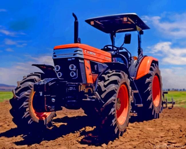 Red Kubota Tractor Painting By Numbers Kits