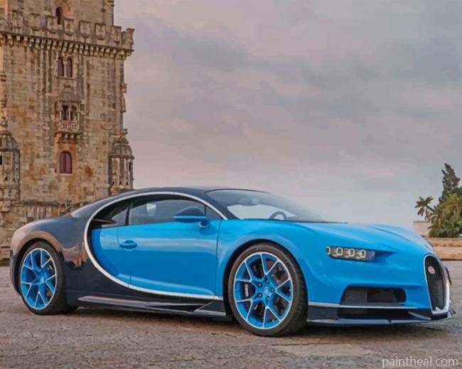 Blue Bugatti Chiron Painting By Numbers Kits