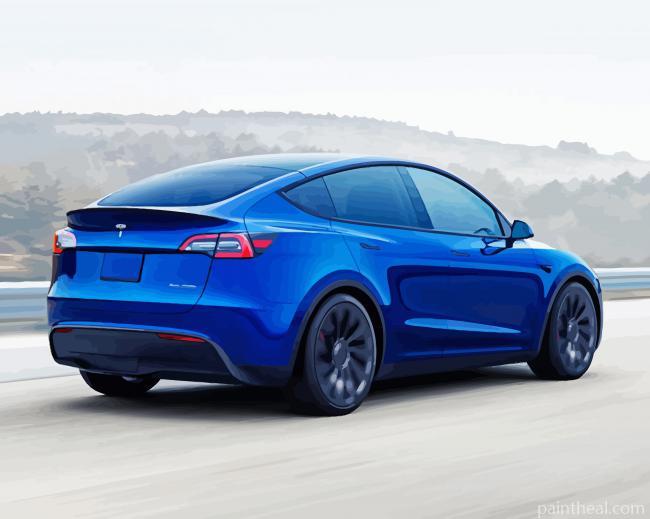 Blue Tesla Painting By Numbers Kits
