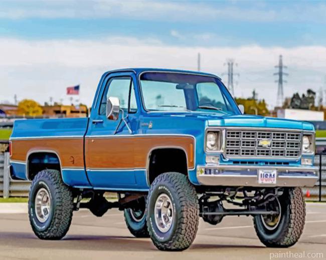 Aesthetic Blue Truck Painting By Numbers Kits