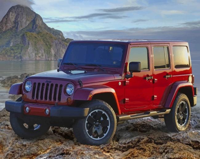 Red Jeep Wrangler Painting By Numbers Kits
