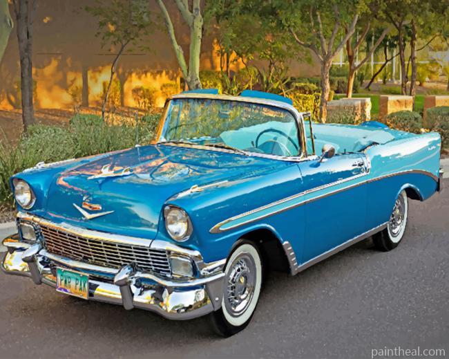 Blue Old Classic Car Painting By Numbers Kits