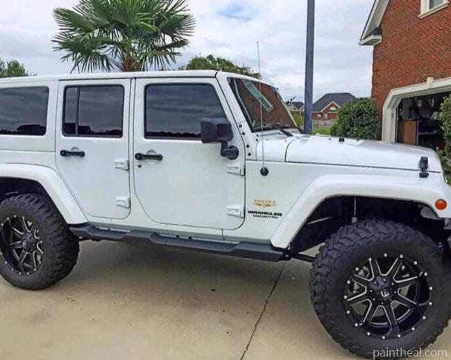 White Jeep Car Painting By Numbers Kits