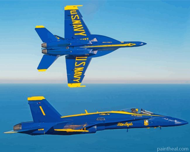 Aesthetic Blue Angels Thunderbirds Jets Painting By Numbers Kits