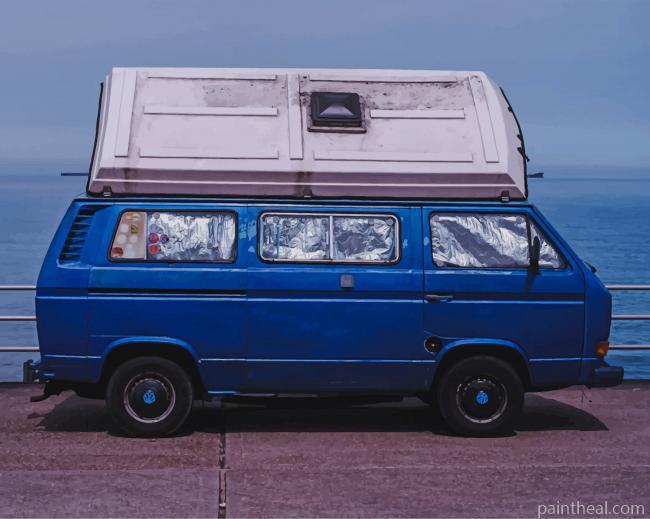 Blue Van With Container Roof Painting By Numbers Kits