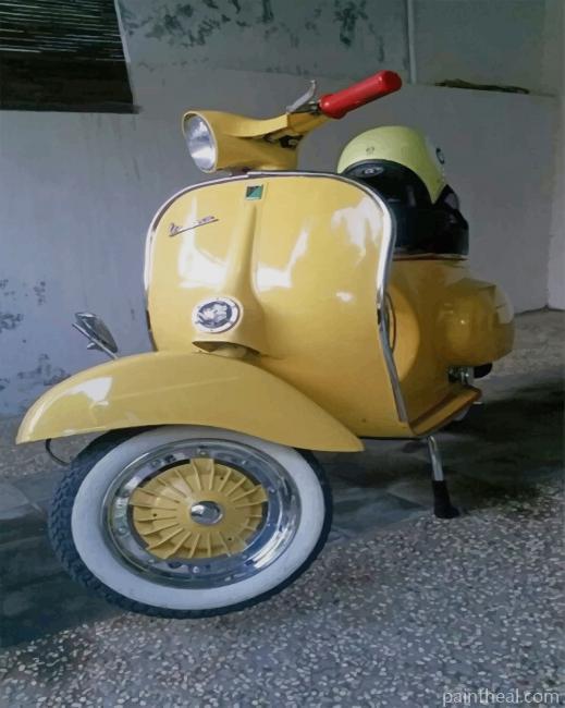 Yellow Scooter Vespa Painting By Numbers Kits