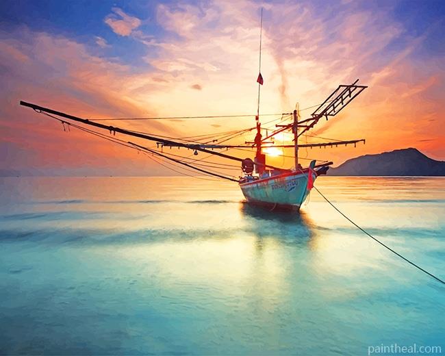 Sea Fishing Trawler Painting By Numbers Kits