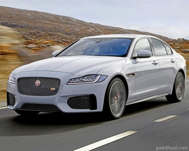 White Jaguar Car Painting By Numbers Kits