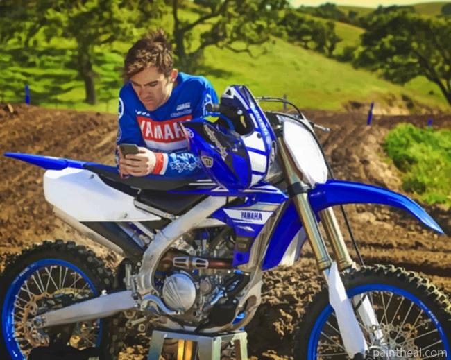 Blue Yamaha Dirt Motorcycle Painting By Numbers Kits