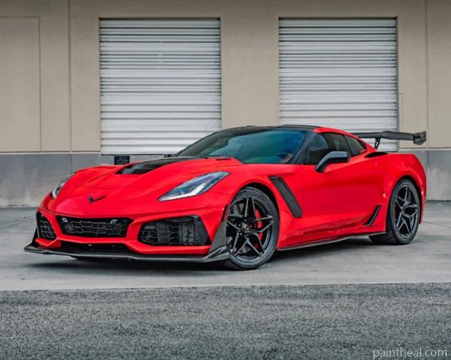 Red Metallic Chevrolet Corvette ZR1 Painting By Numbers Kits