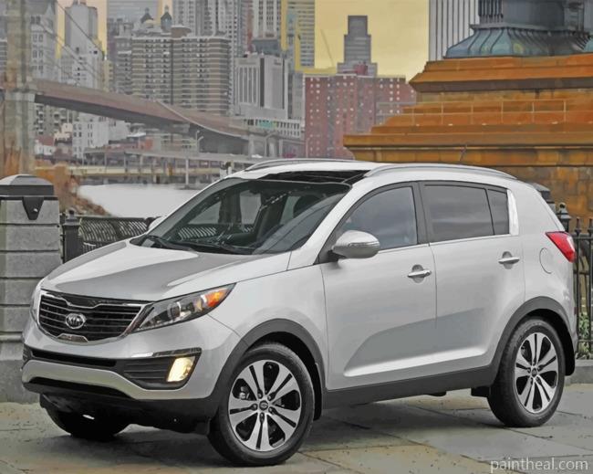 White Kia Sportage Painting By Numbers Kits