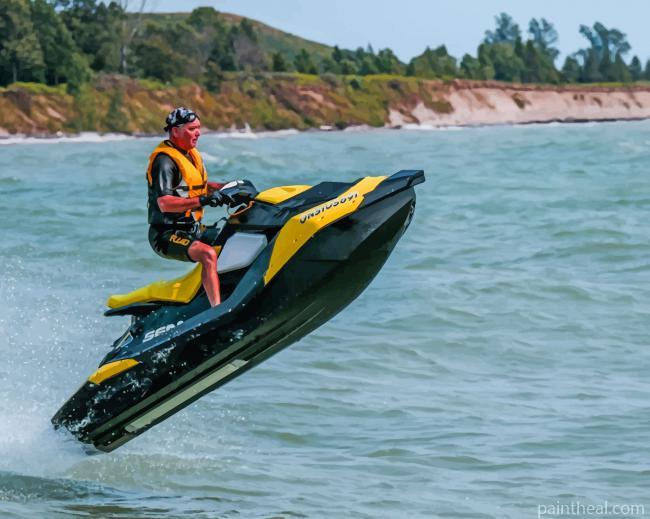 Black And Yellow Water Craft Jetski Painting By Numbers Kits