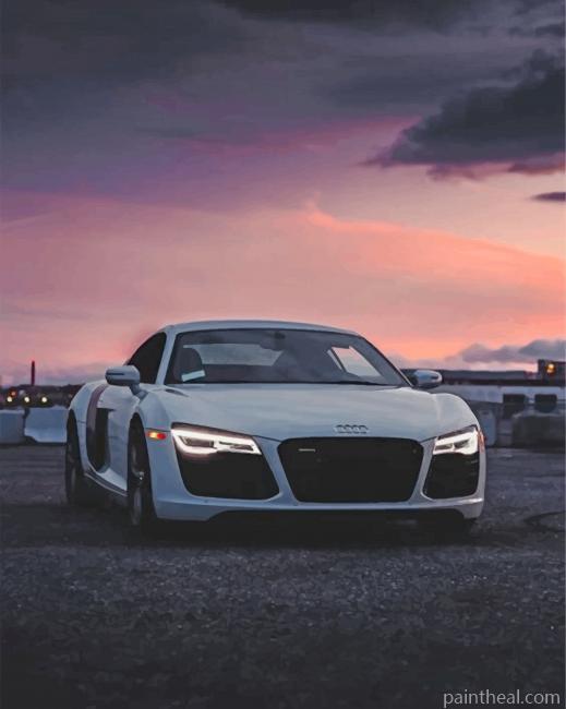 Aesthetic White Audi R8 Painting By Numbers Kits