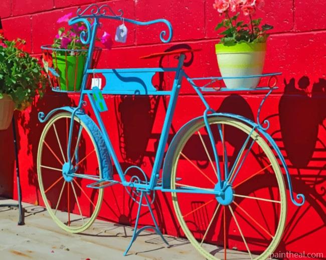 Flower Vases On A Bicycle Decor Painting By Numbers Kits