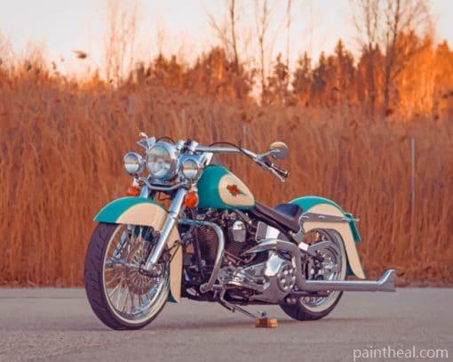 Blue And White Cruiser Harley Painting By Numbers Kits