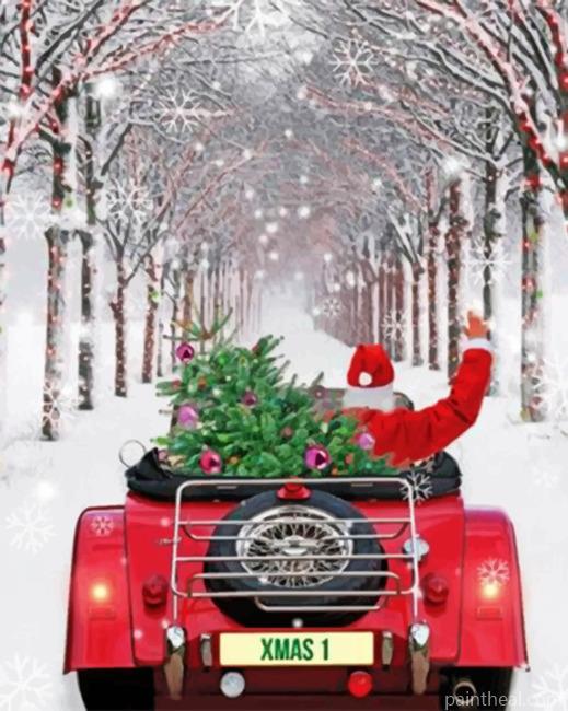 Santa Red Truck Painting By Numbers Kits