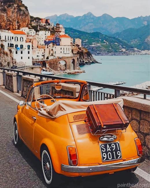 Vintage Car In Amalfi Coast Painting By Numbers Kits