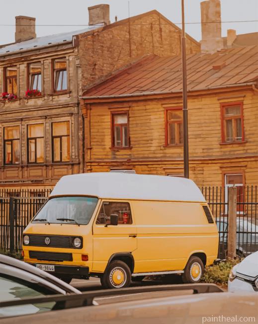Yellow Van Parked Painting By Numbers Kits