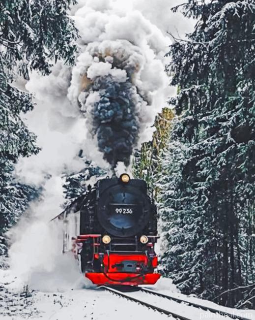Black Train Painting By Numbers Kits