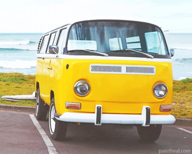 Yellow Van On Beach Painting By Numbers Kits