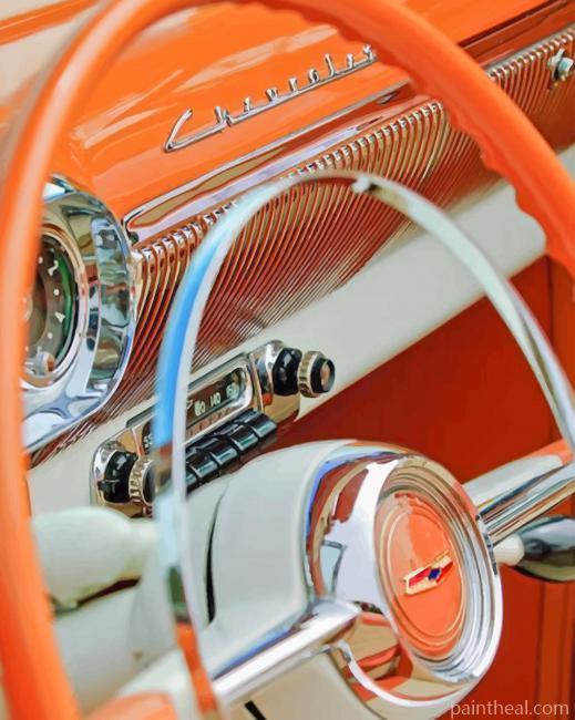Old Chevy Steering Wheel Painting By Numbers Kits