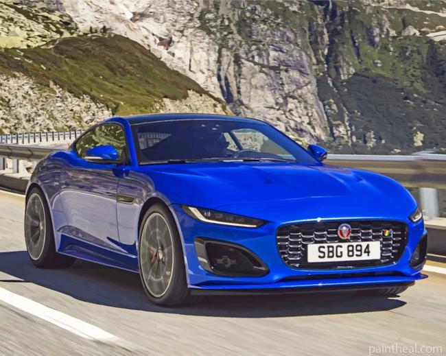 Blue Jaguar Car Painting By Numbers Kits