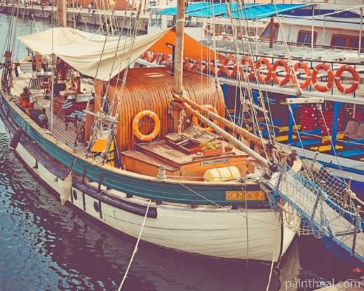White And Brown Boat Painting By Numbers Kits