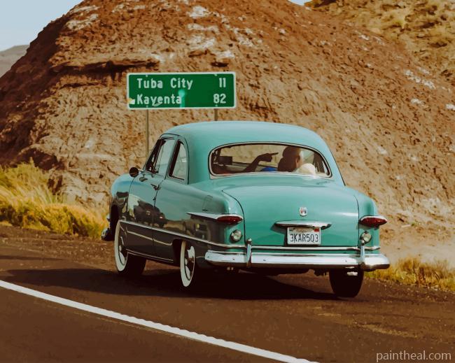 Green Vintage Car Rolling Painting By Numbers Kits