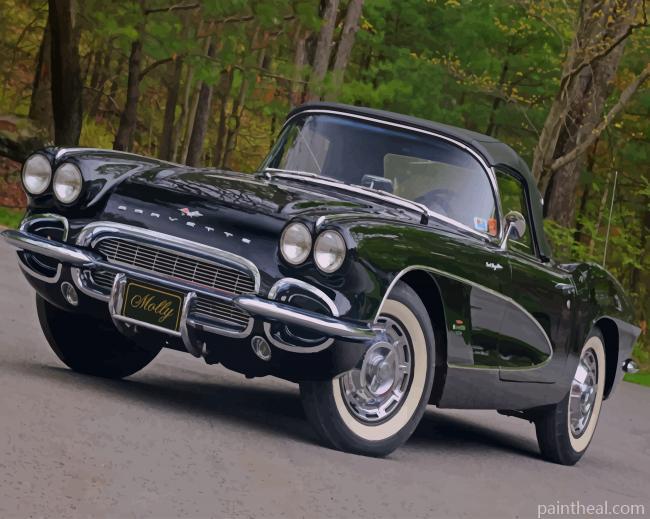 Black 1961 Corvette Painting By Numbers Kits