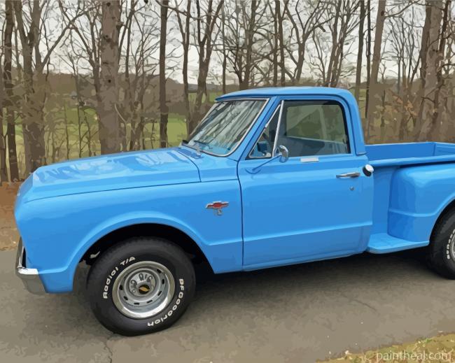 Blue Truck 1967 Chevy Stepside Painting By Numbers Kits