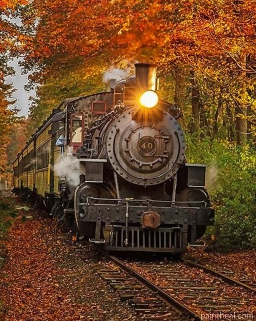 Classic Train In Fall Painting By Numbers Kits