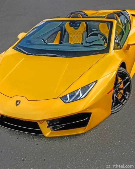 Yellow Lamborghini Huracan Painting By Numbers Kits