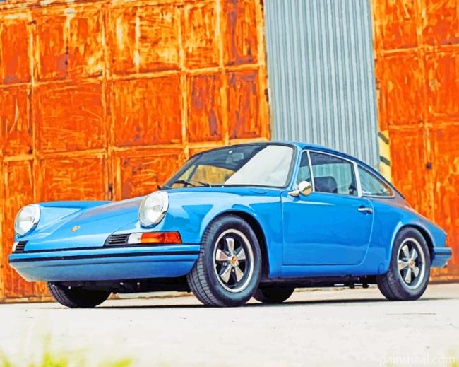 Blue Porsche Car Painting By Numbers Kits