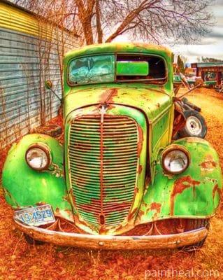 Green Farm Truck Painting By Numbers Kits