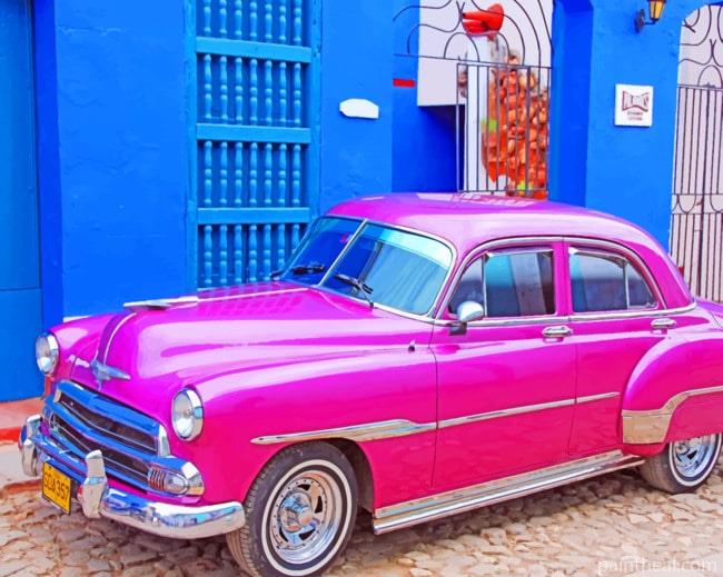 Classic Pink Car Painting By Numbers Kits