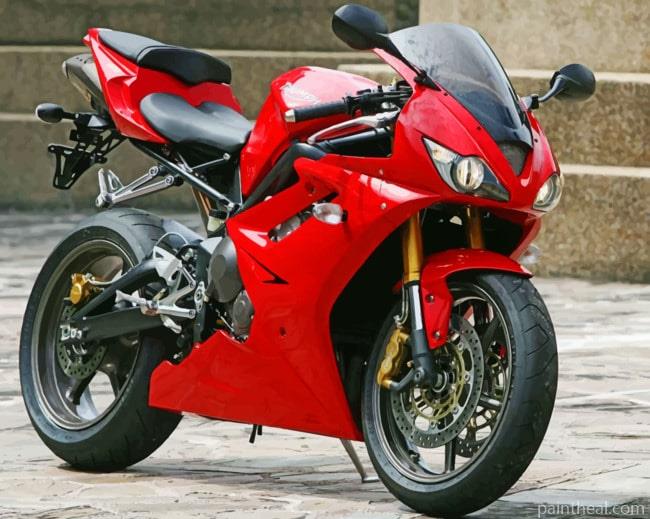 Red Motorcycle Painting By Numbers Kits