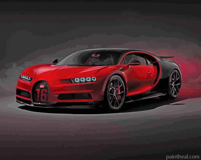 Red Bugatti Chiron Painting By Numbers Kits