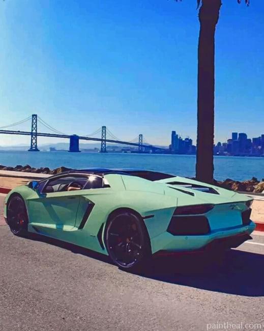 Green Lamborghini Painting By Numbers Kits