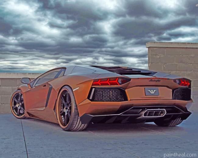 Brown Lamborghini Car Painting By Numbers Kits