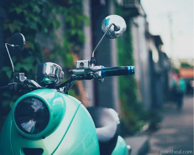 Old Green Scooter Painting By Numbers Kits