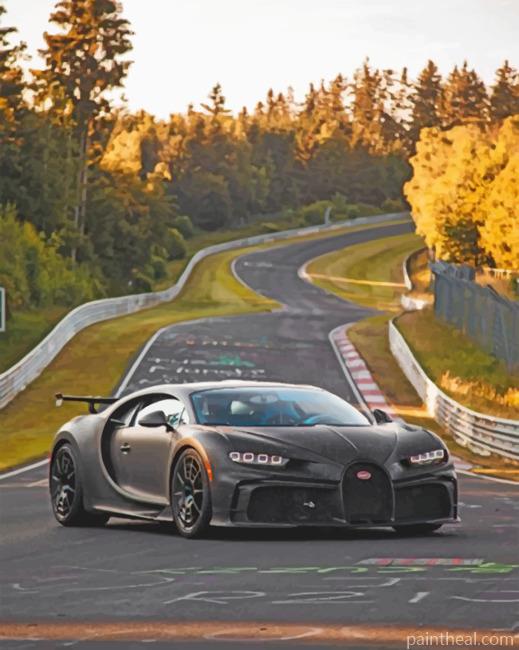 Black Bugatti Chiron Painting By Numbers Kits