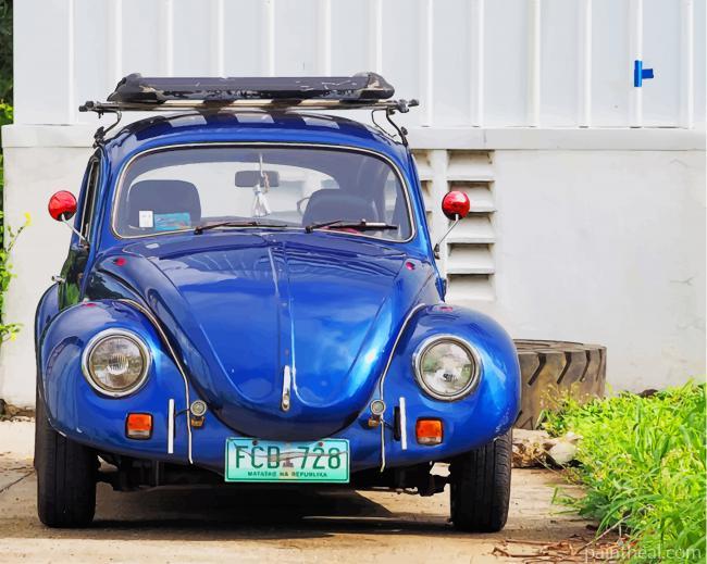 Classic Blue Volkswagen Beetle Painting By Numbers Kits
