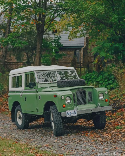 Green And White Jeep Painting By Numbers Kits